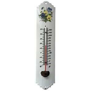 Vintage Glass Analogue Thermometer Pansies Floral Design Excellent